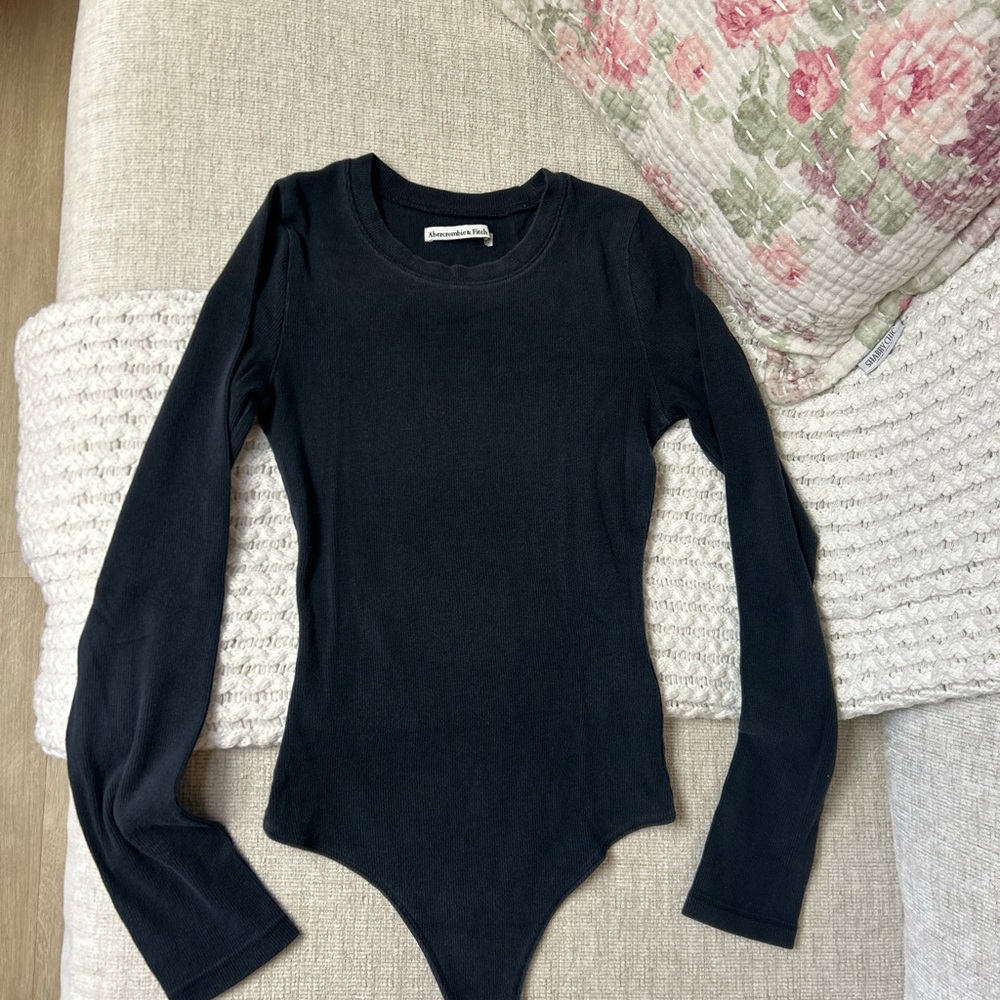 Abercrombie & Fitch Black Long Sleeve Bodysuit